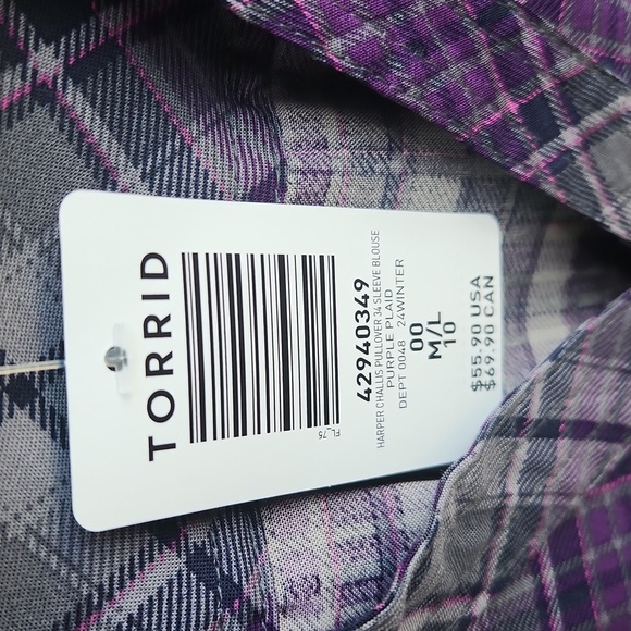 NEW! Torrid Harper 3/4 Sleeve Pullover Blouse Size M/L - Picture 9 of 11